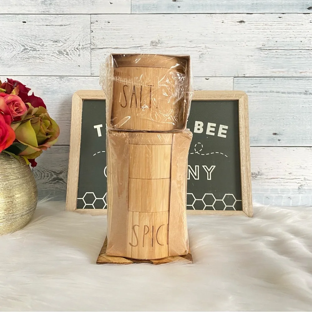 Rae Dunn Bamboo Spice & Salt Cellar Kitchen Home